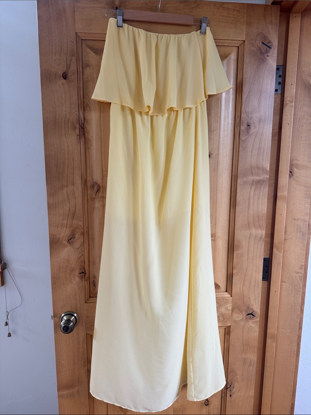 Coveted Clothing Yellow Strapless Ruffle Maxi Dress